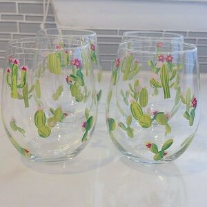 Hand painted Wine Glasses - Cactus - Set of 4